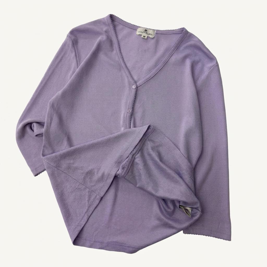 Courreges 꾸레쥬 퍼플 레이온 가디건 1