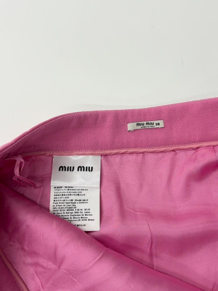 Miu Miu 미우미우 핑크 자수 미니 울 스커트 8