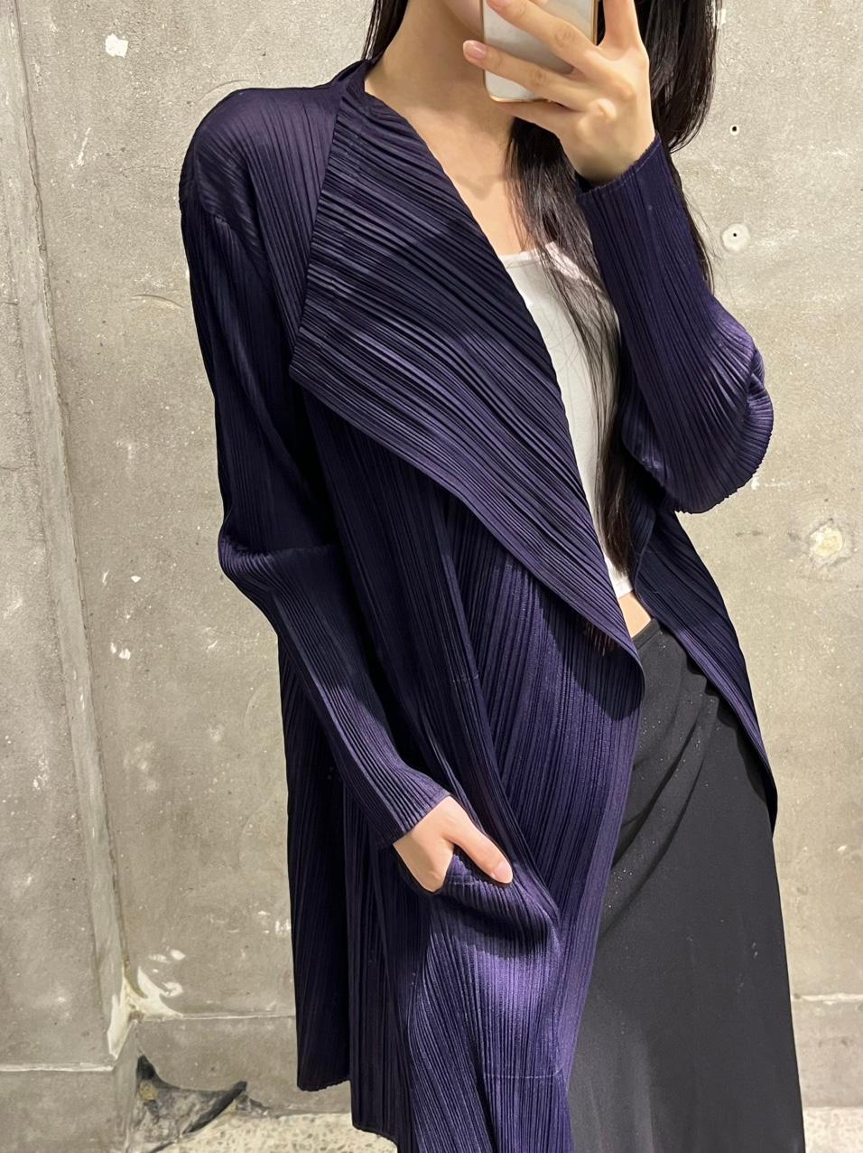 Pleats Please 플리츠플리즈 퍼플 오픈 롱 가디건 2