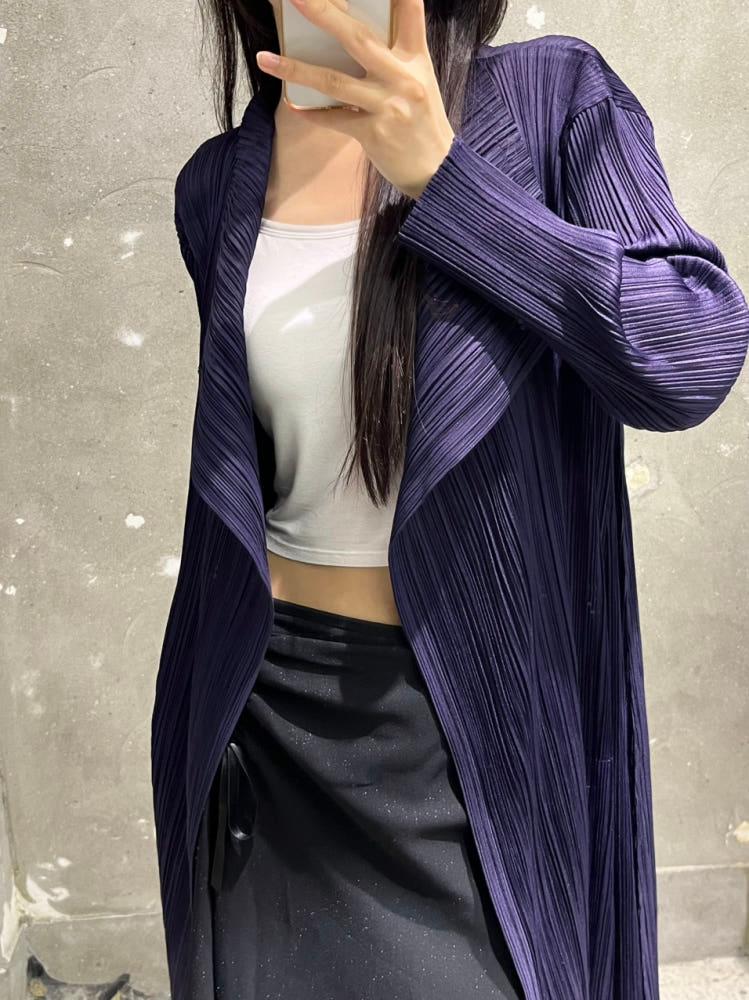 Pleats Please 플리츠플리즈 퍼플 오픈 롱 가디건 4