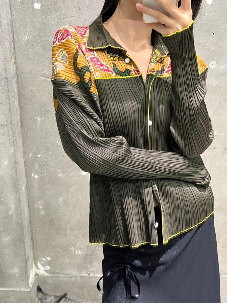 Pleats Please 플리츠플리즈 카키 프린팅 가디건 3