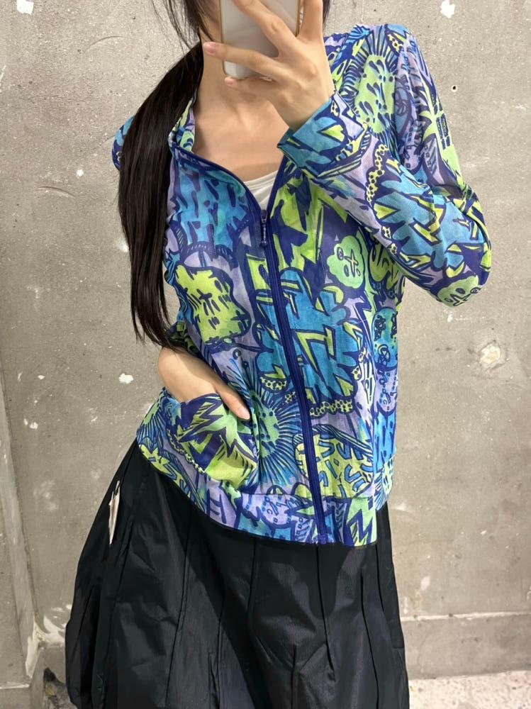 Pleats Please 플리츠 플리즈 그래픽디자인 나일론 후드집업 3