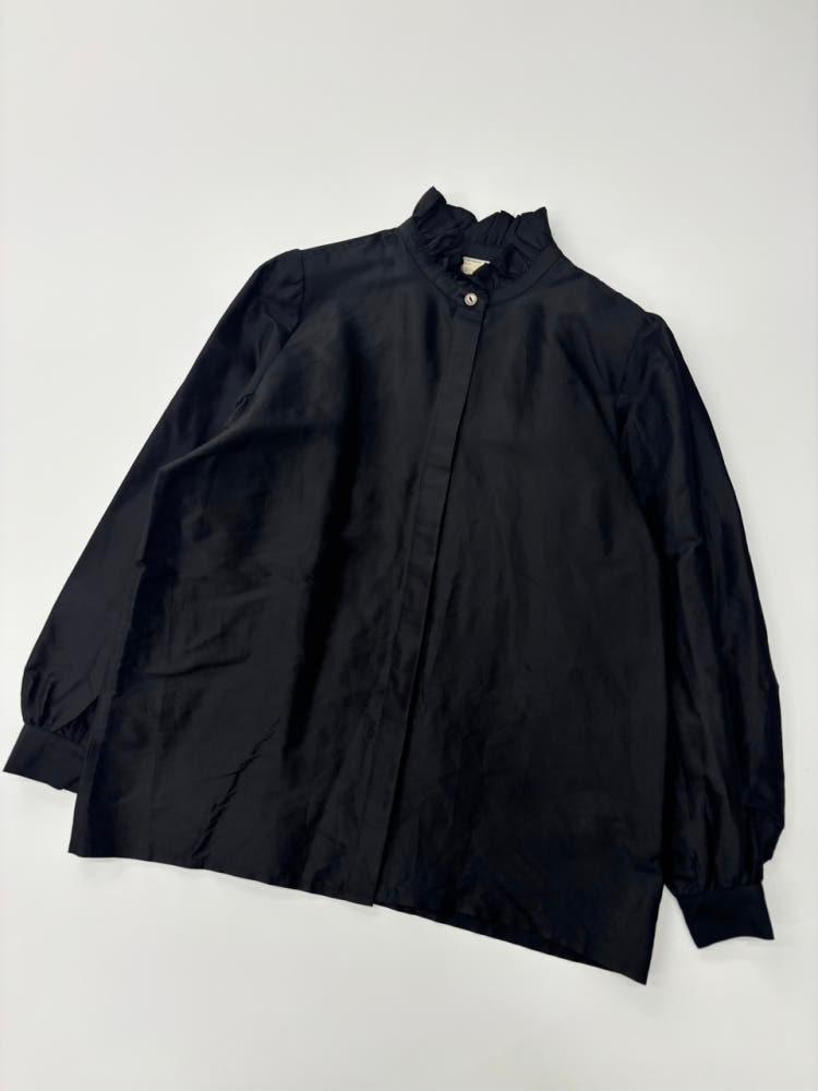 Yves Saint Lauren 입생로랑 90s 프릴 블랙 실크 블라우스 3