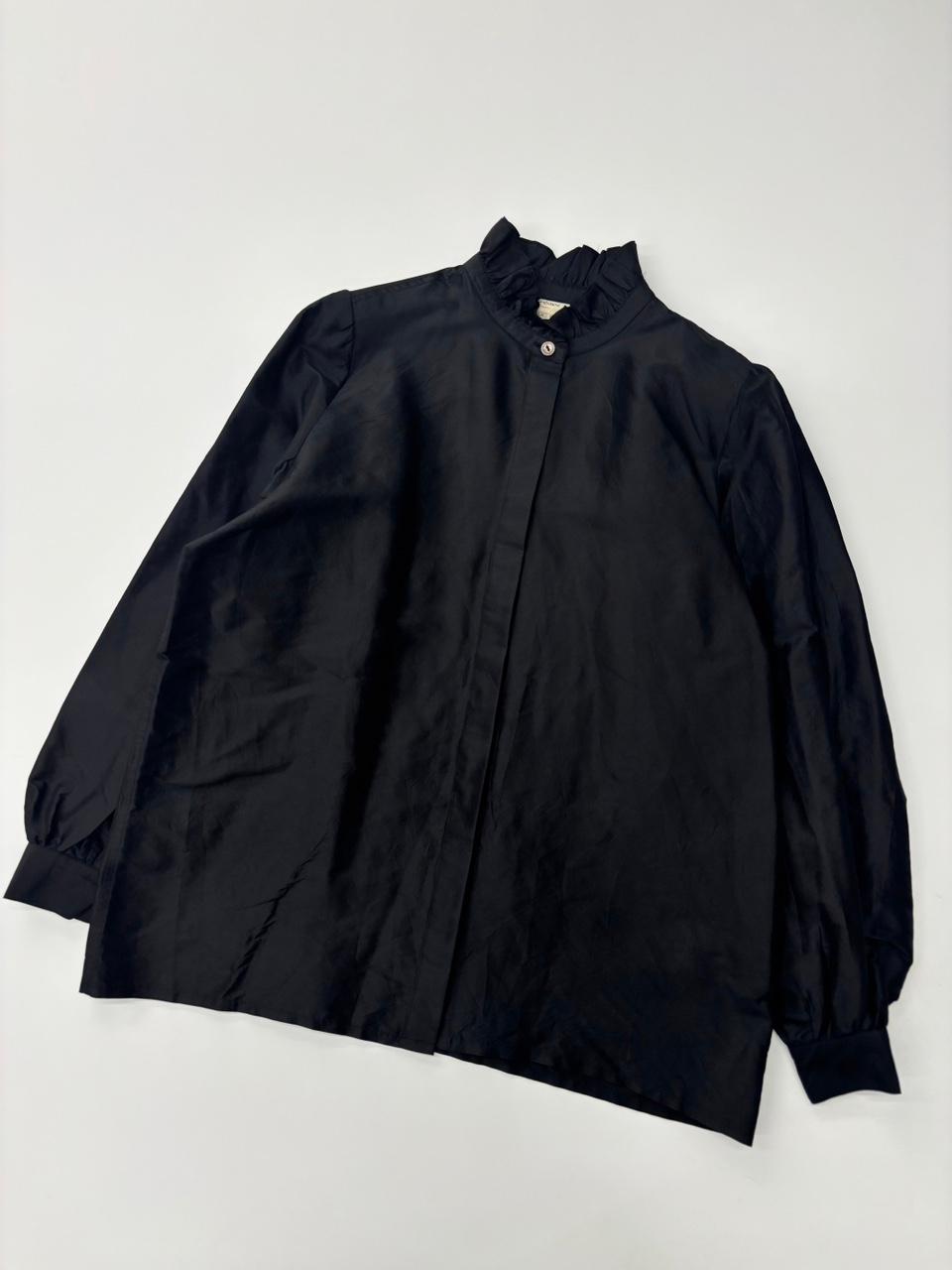 Yves Saint Lauren 입생로랑 90s 프릴 블랙 실크 블라우스 2