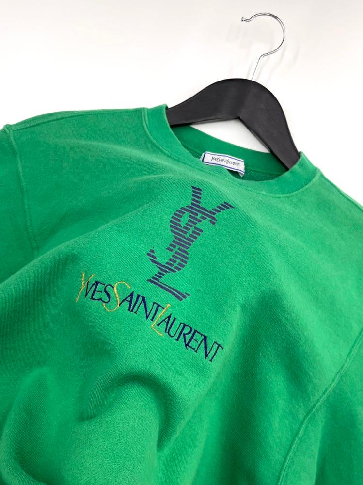 YvesSaintLauren 입생로랑 90’s ysl 스펠로고 그린 맨투맨 3