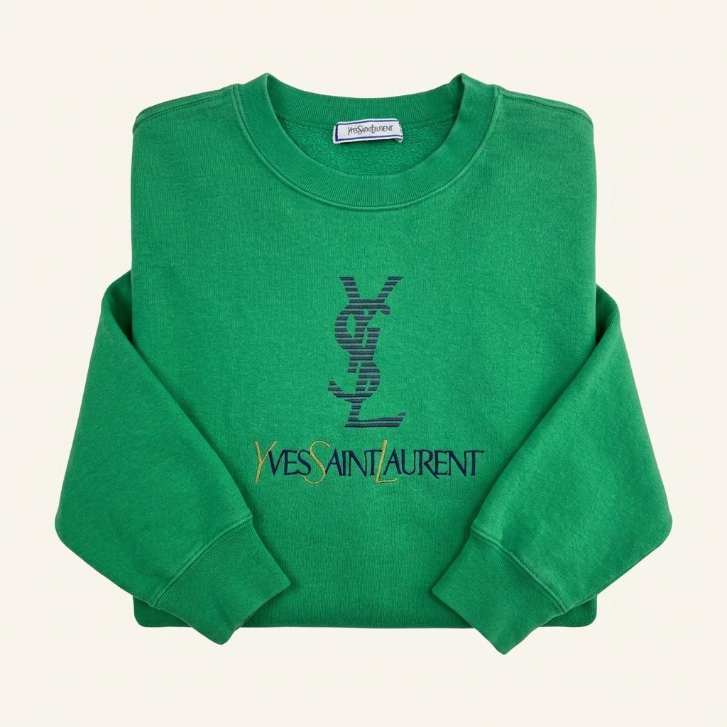YvesSaintLauren 입생로랑 90’s ysl 스펠로고 그린 맨투맨 1
