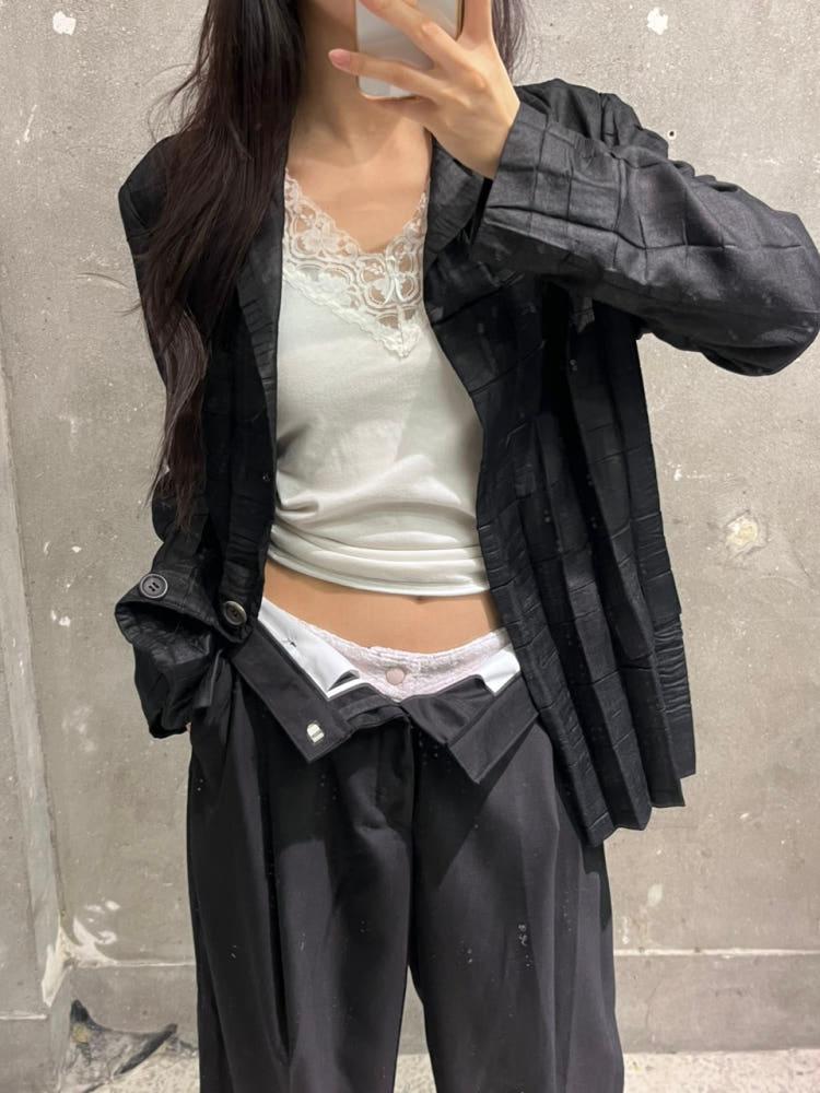 Issey Miyake 이세이미야케 블랙 플리츠 블레이저 4