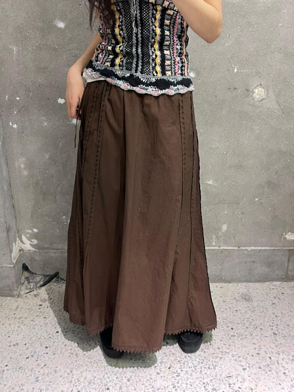 Issey Miyake 이세이미야케 하트 브라운 디테일 롱스커트 2
