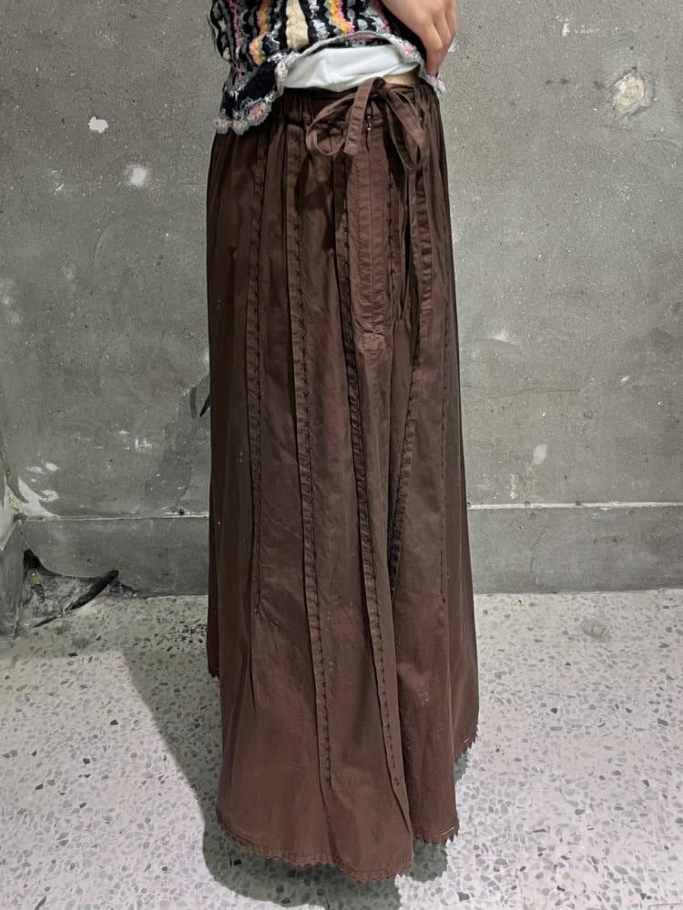 Issey Miyake 이세이미야케 하트 브라운 디테일 롱스커트 4