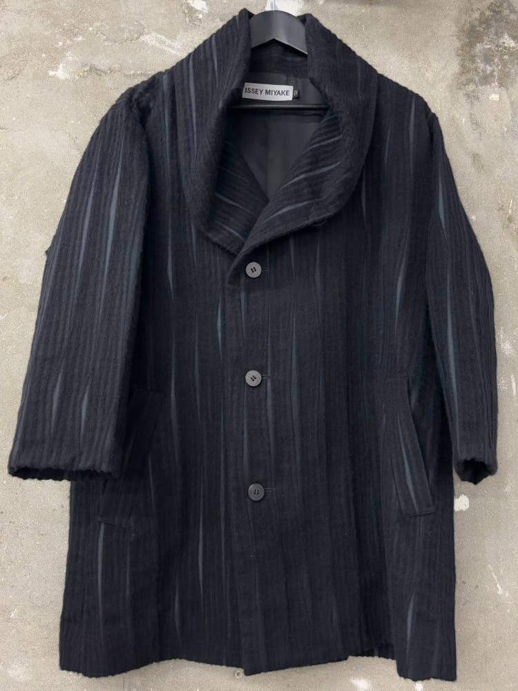 Issey Miyake 이세이미야케 블랙 숄카라 울 코트 6