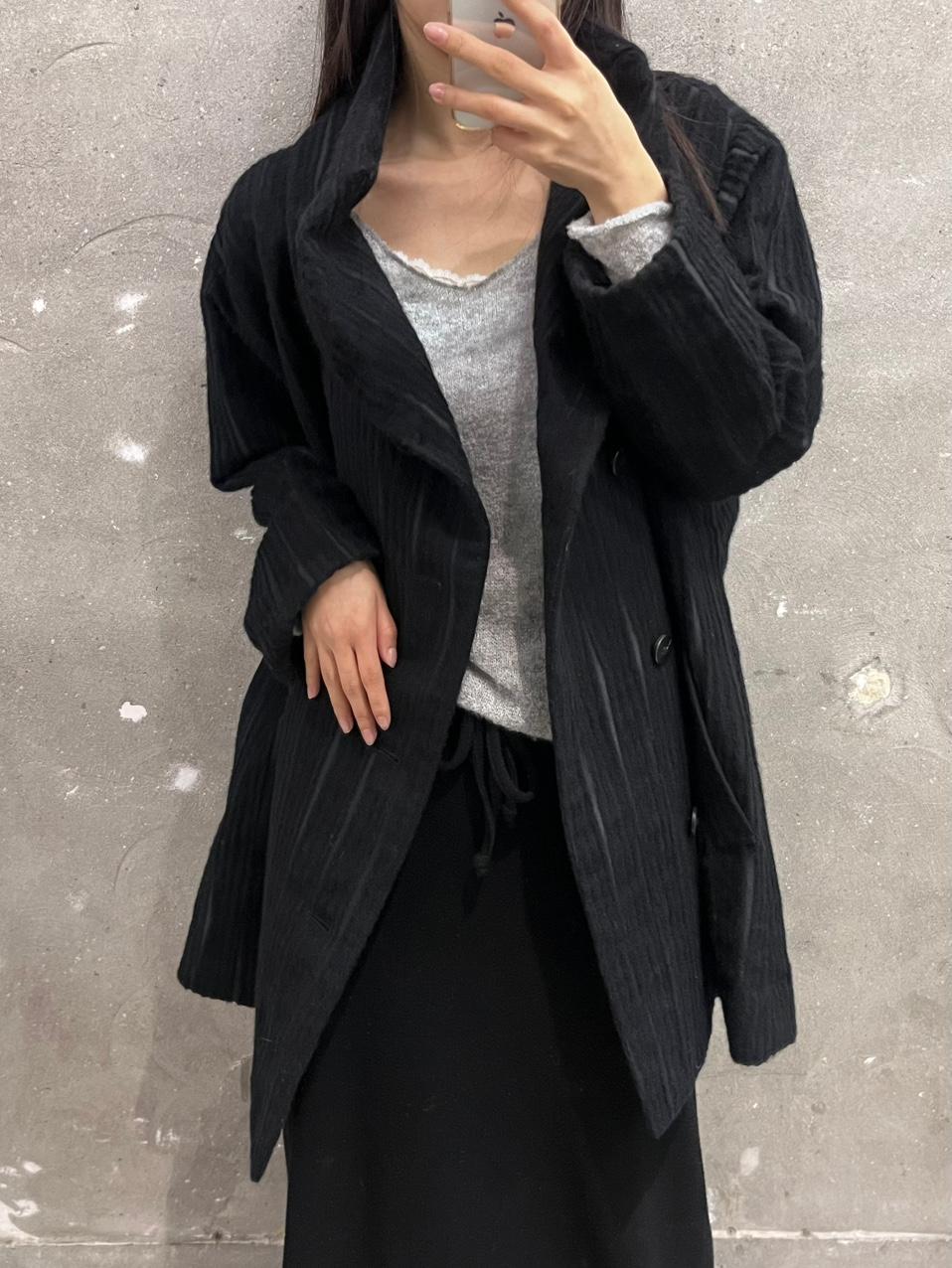 Issey Miyake 이세이미야케 블랙 숄카라 울 코트 2