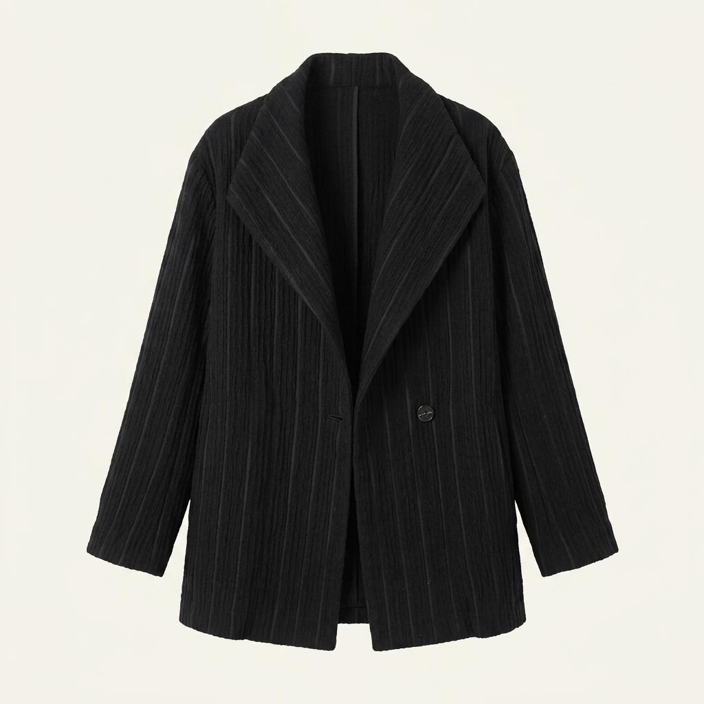 Issey Miyake 이세이미야케 블랙 숄카라 울 코트 1