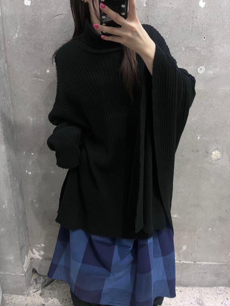 Yohji Yamamoto 요지 야마모토 언발란스 터틀넥 니트 케이프 3