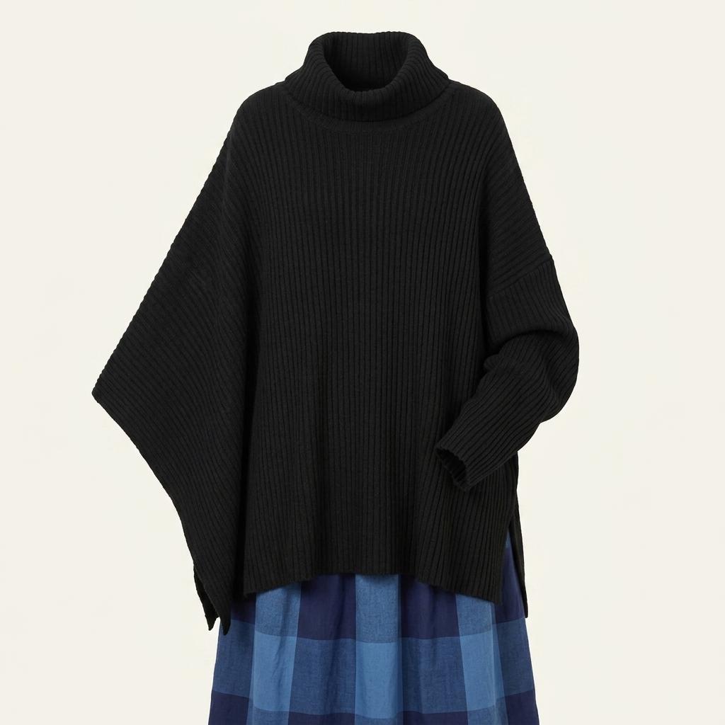 Yohji Yamamoto 요지 야마모토 언발란스 터틀넥 니트 케이프 1