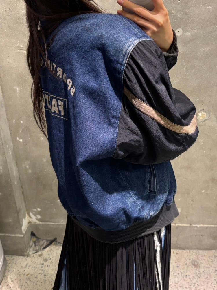 Issey Miyake 이세이미야케 90’s 스포팅 기어 데님-블랙 바시티 자켓 4