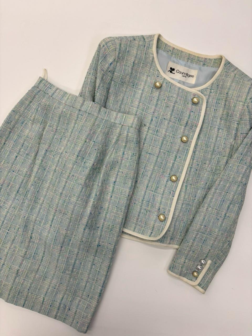 Courreges 꾸레쥬 블루 트위드 셋업 2