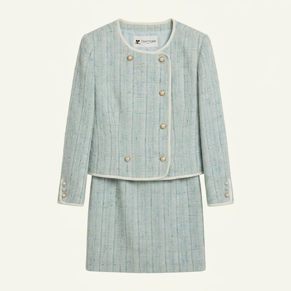 Courreges 꾸레쥬 블루 트위드 셋업 1