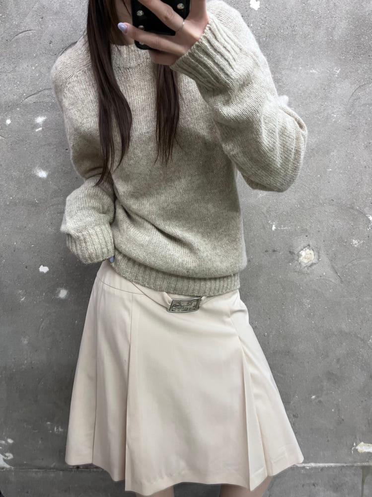 Celine 셀린느 핑크베이지 벨티드 미디 스커트 4