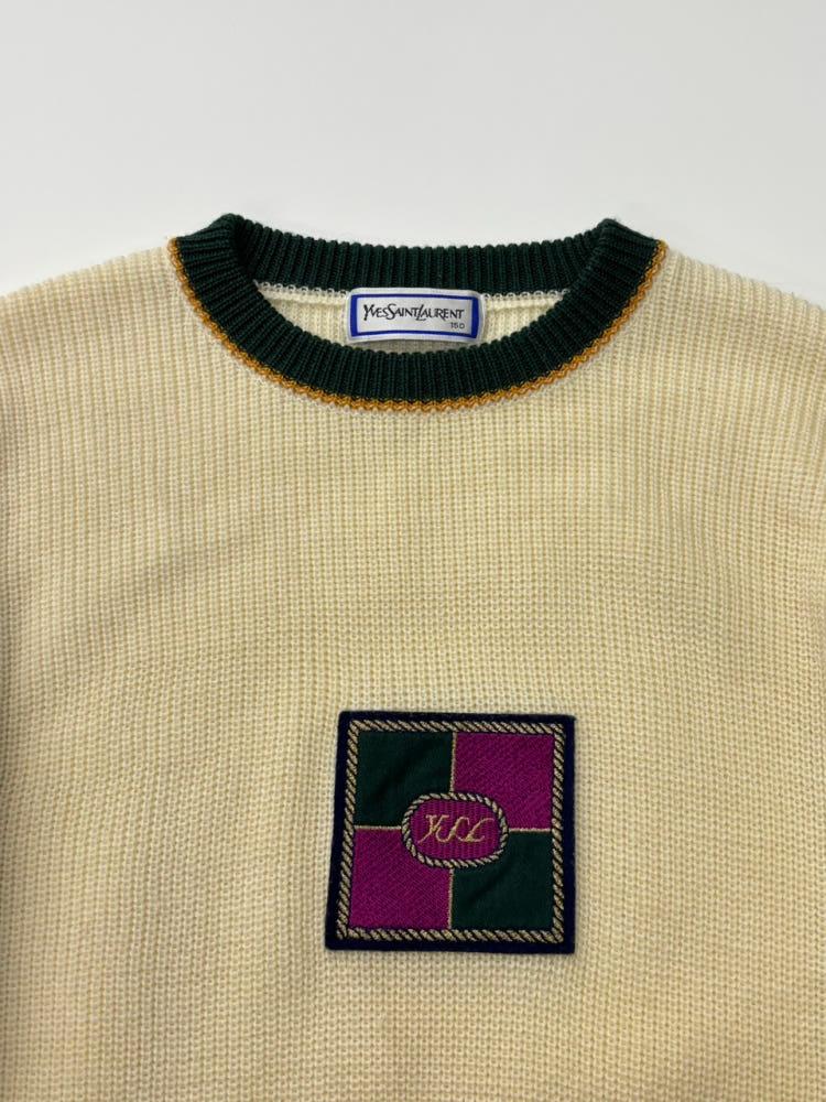 Yves Saint Laurent 생로랑 90‘s 퍼플-베이지 디테일 울 니트 5