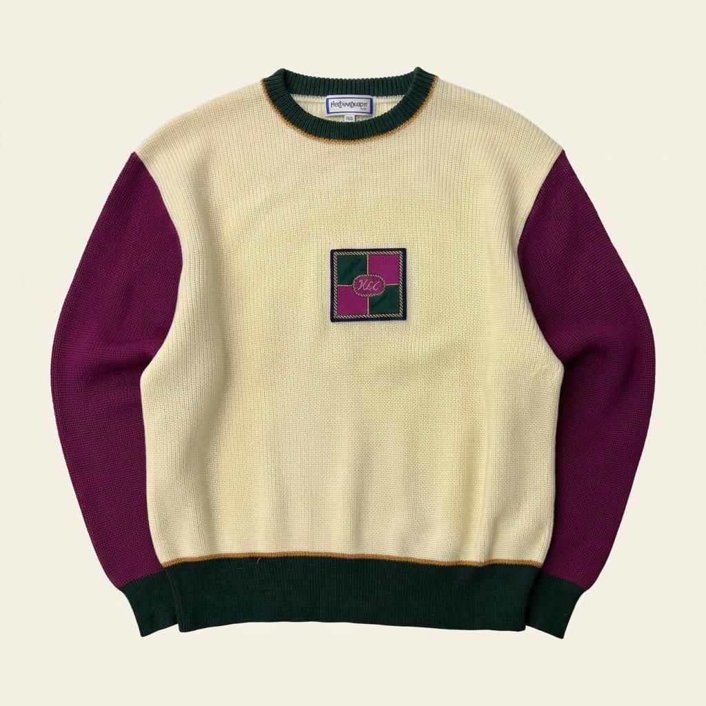 Yves Saint Laurent 생로랑 90‘s 퍼플-베이지 디테일 울 니트 1