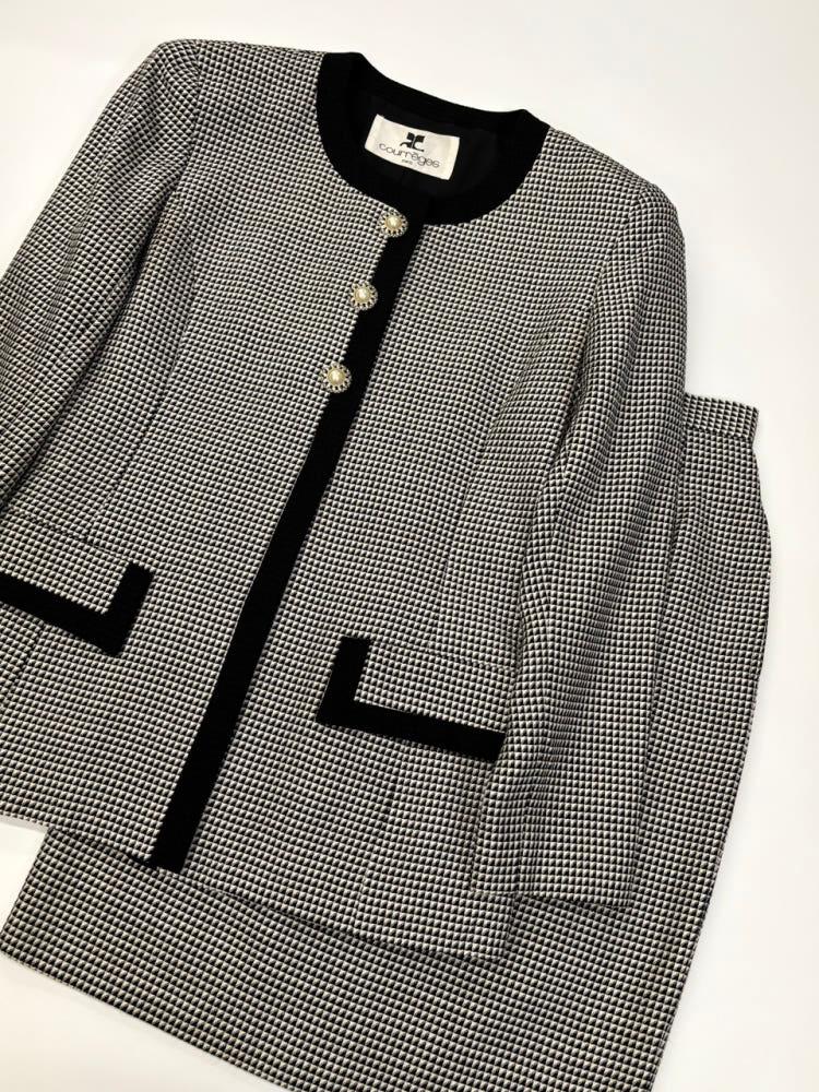 Courreges 꾸레쥬 하운드투스 패턴 블레이저-스커트 셋업 5