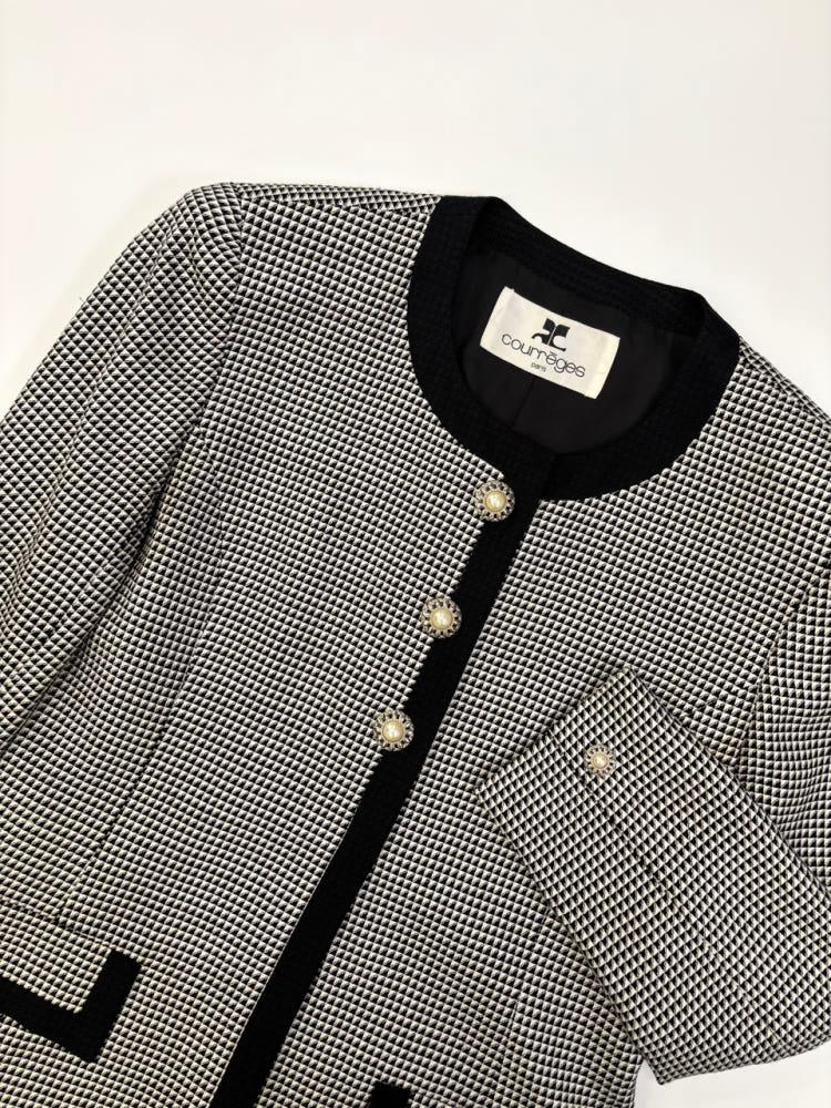 Courreges 꾸레쥬 하운드투스 패턴 블레이저-스커트 셋업 6