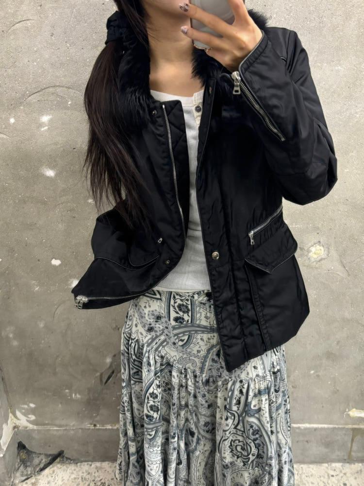 Prada 프라다 블랙 퍼 카라 자켓 4