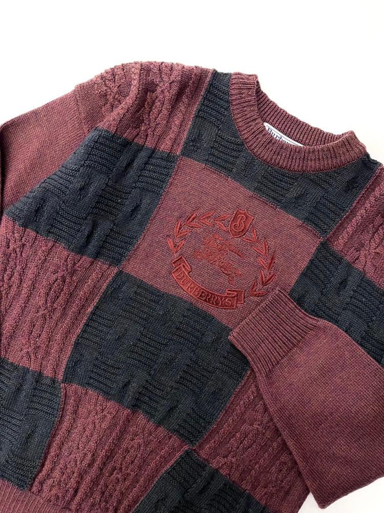 Burberry 버버리 크레스트 로고 버건디 퓨어 뉴 울 니트 3
