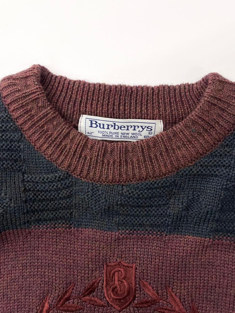 Burberry 버버리 크레스트 로고 버건디 퓨어 뉴 울 니트 6