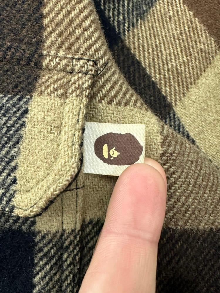 Bape 베이프 브라운 체크 울 카라 럼버잭 오버셔츠 6