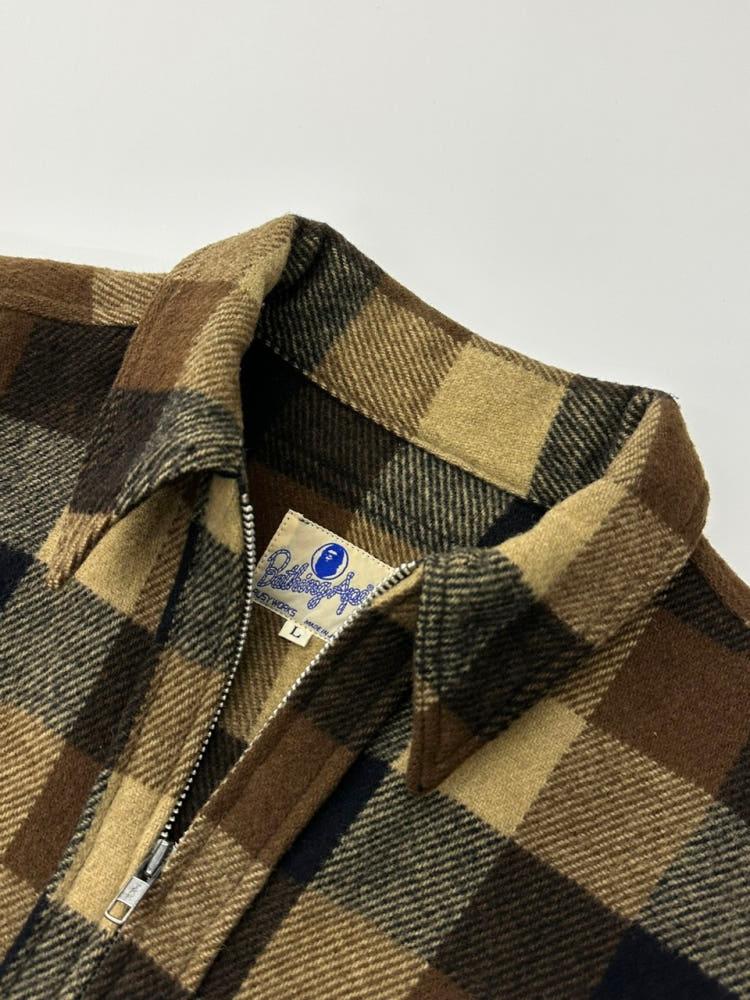 Bape 베이프 브라운 체크 울 카라 럼버잭 오버셔츠 5