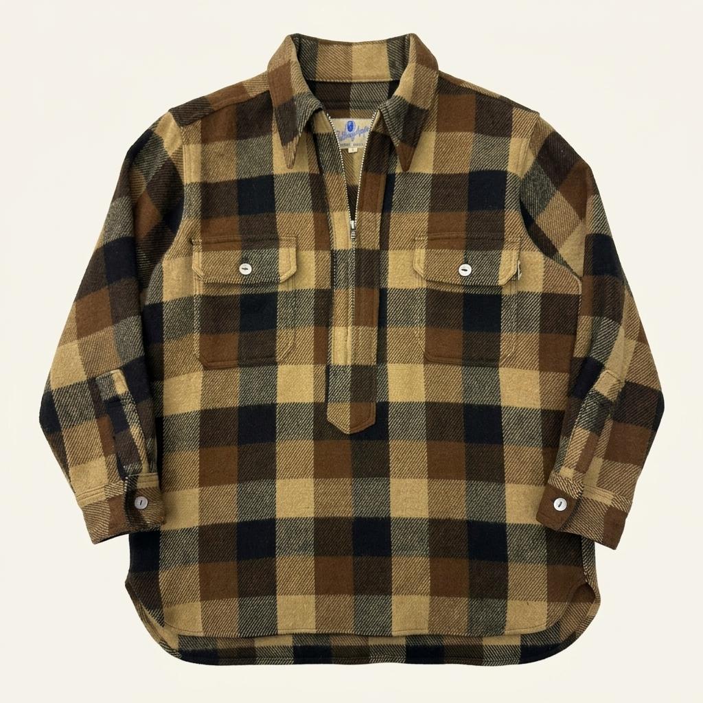 Bape 베이프 브라운 체크 울 카라 럼버잭 오버셔츠 1