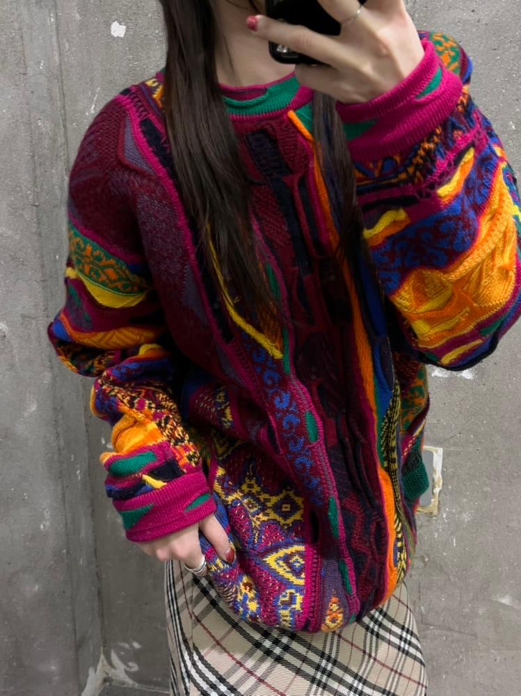 Coogi 쿠지 퓨어 뉴 울 핑크 케이블 니트 3