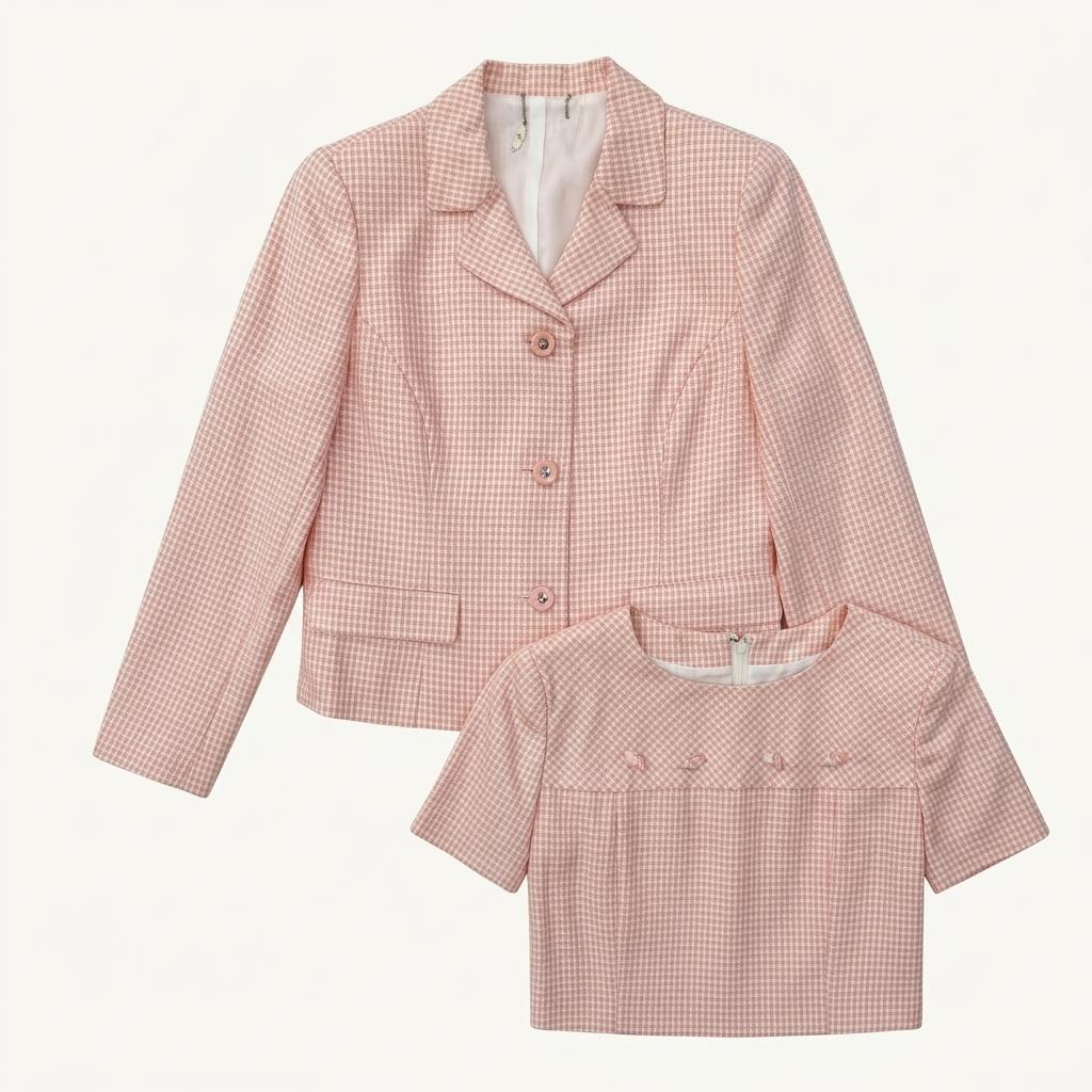 Courreges 꾸레쥬 핑크 트위드 자켓 원피스 셋업 1