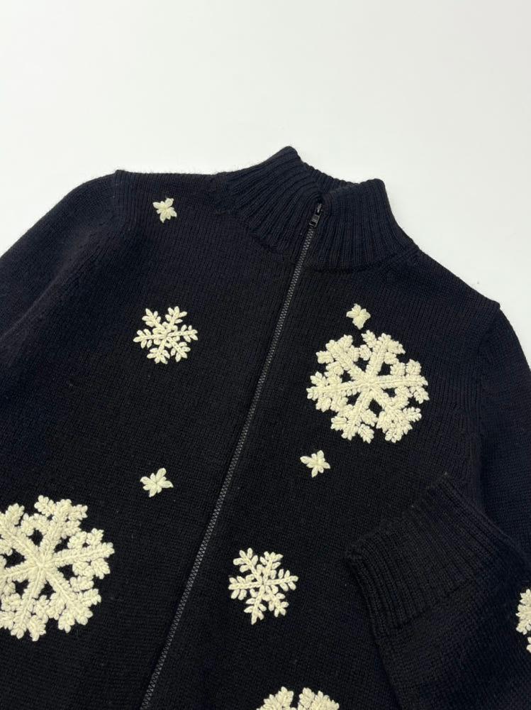 Paul Smith 폴스미스 90‘s 블랙 패턴 자수 울 니트집업 6
