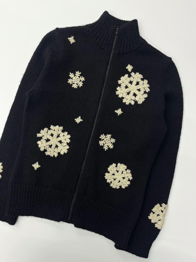 Paul Smith 폴스미스 90‘s 블랙 패턴 자수 울 니트집업 3