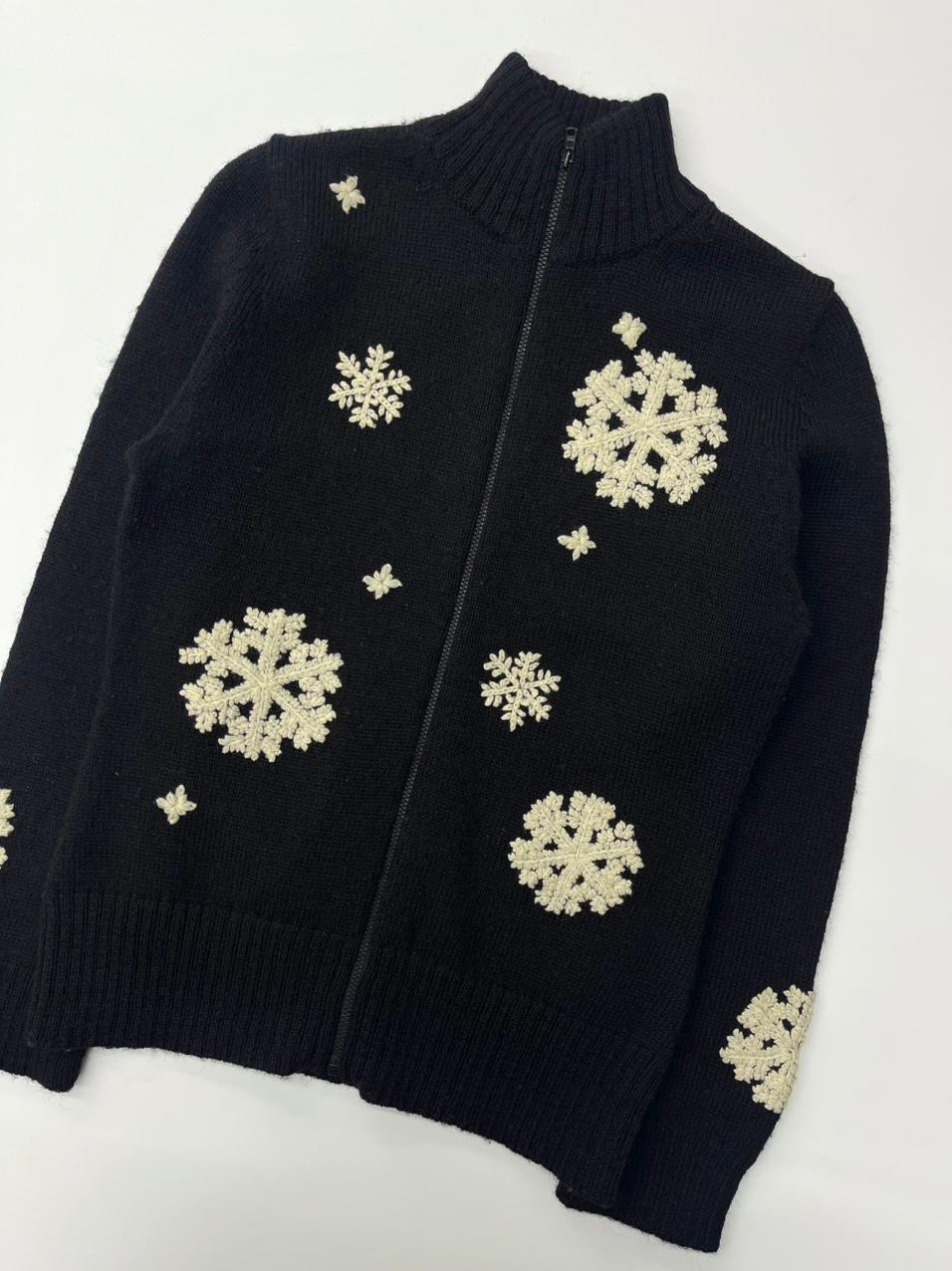 Paul Smith 폴스미스 90‘s 블랙 패턴 자수 울 니트집업 2