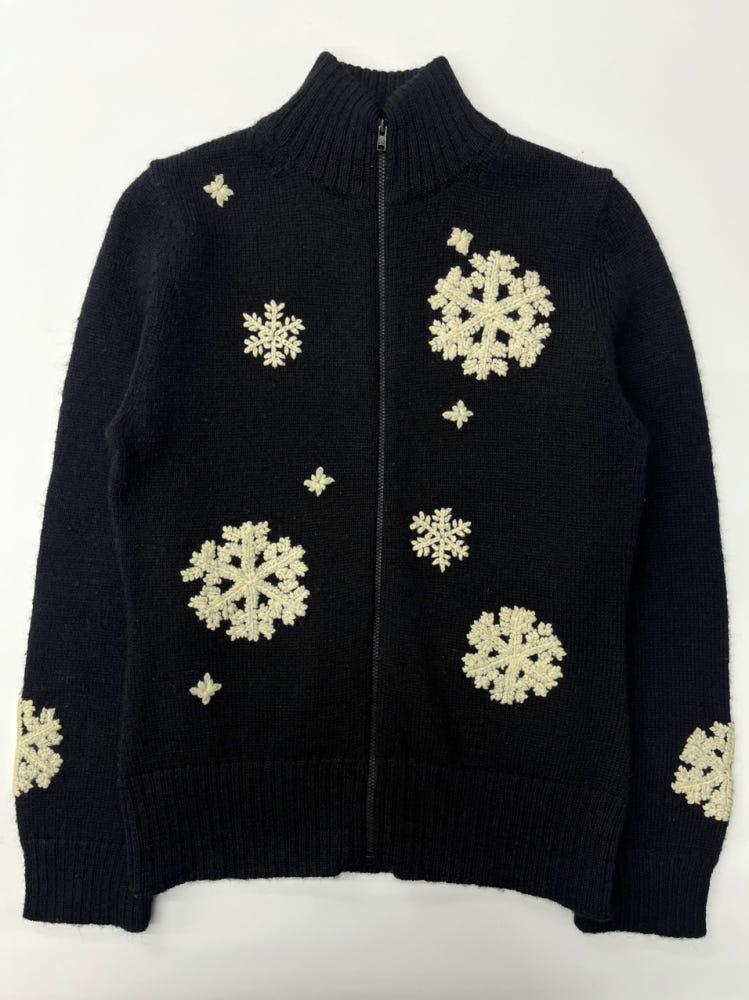 Paul Smith 폴스미스 90‘s 블랙 패턴 자수 울 니트집업 4