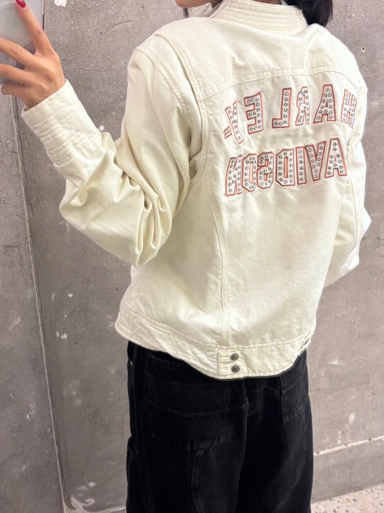 Harley-Davidson 할리데이비슨 아이보리 백로고 코튼 라이더자켓 3