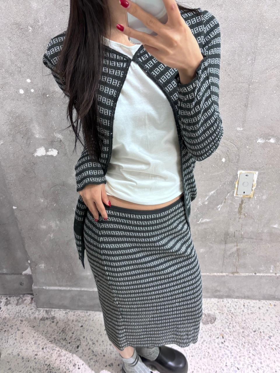 Fendi 펜디 주카 패턴 그레이 레이온 가디건 셋업 2