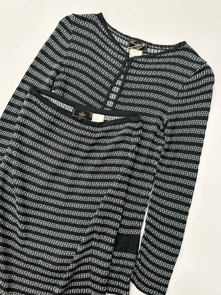 Fendi 펜디 주카 패턴 그레이 레이온 가디건 셋업 5