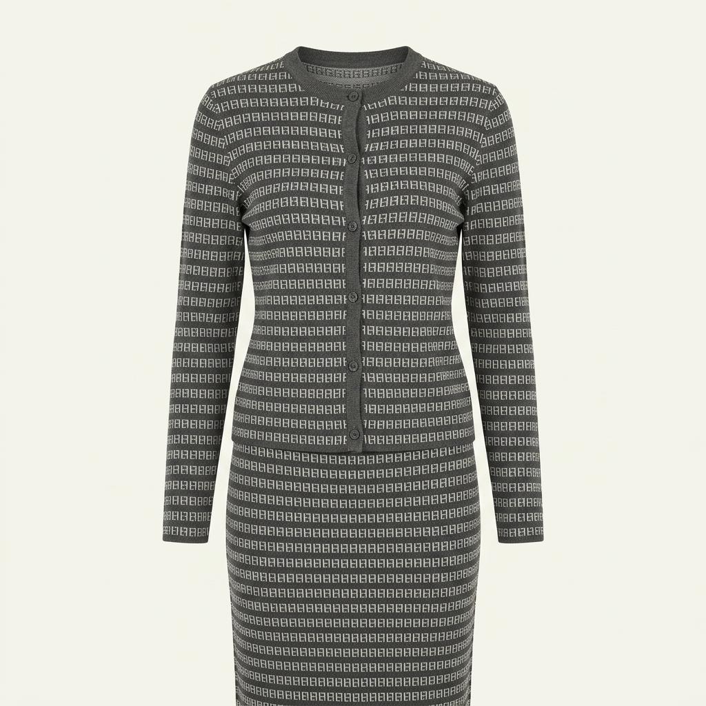 Fendi 펜디 주카 패턴 그레이 레이온 가디건 셋업 1