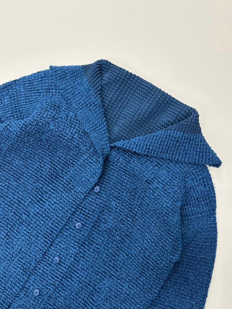 IsseyMiyake 이세이미야케 블루 폴리 카라 가디건 7