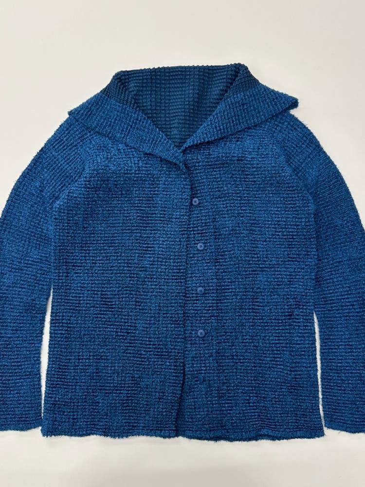 IsseyMiyake 이세이미야케 블루 폴리 카라 가디건 6