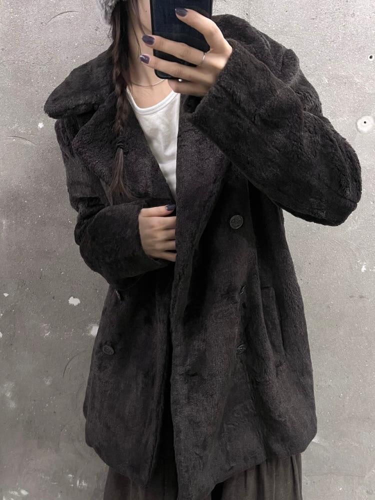 Fendi 펜디 진스 다크브라운 퍼 더블 코트 5