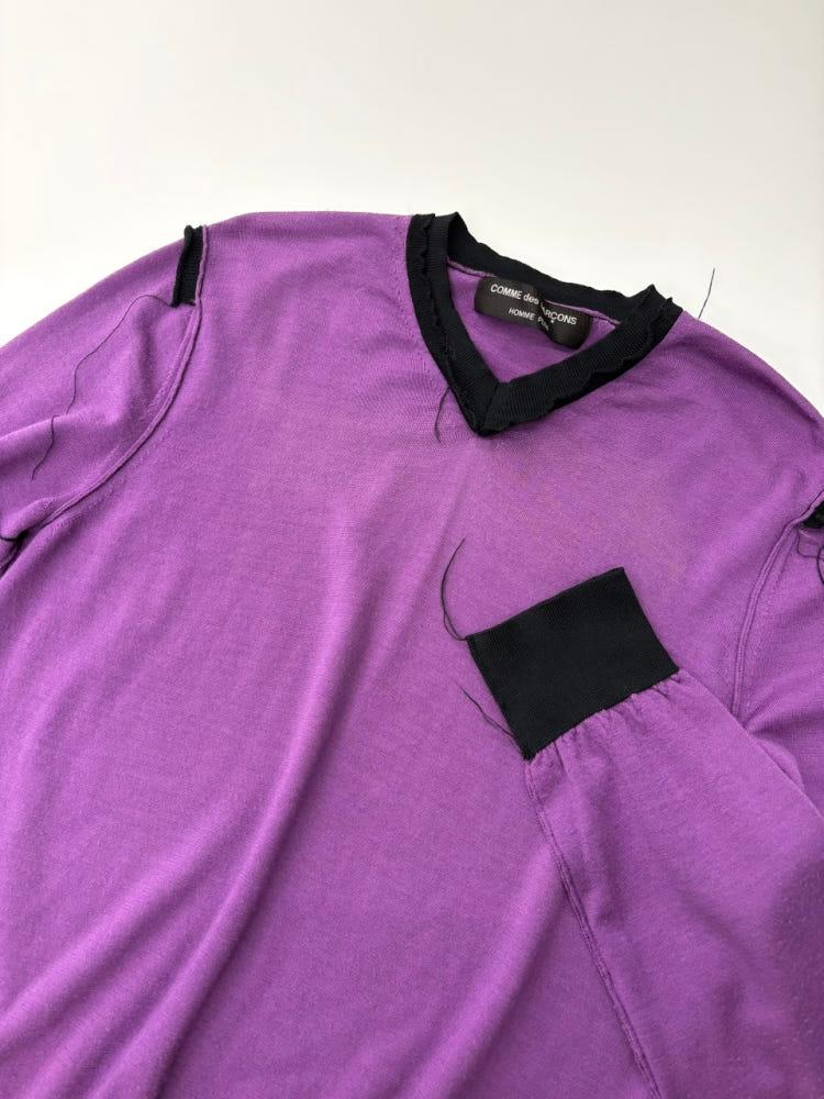 (중고) Comme des Garcons 꼼데가르송 옴므 플러스 퍼플 배색 울 니트 7