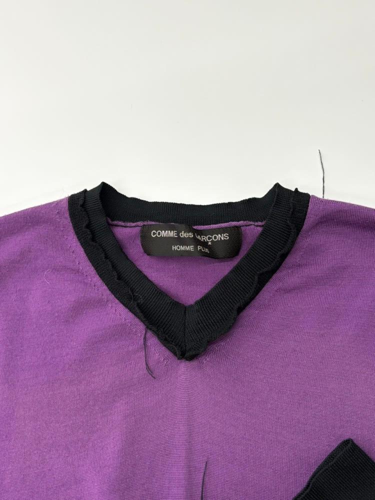 (중고) Comme des Garcons 꼼데가르송 옴므 플러스 퍼플 배색 울 니트 10