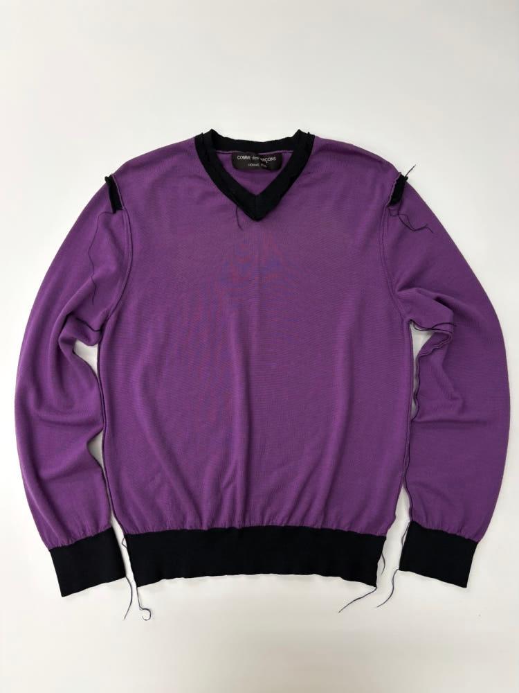 (중고) Comme des Garcons 꼼데가르송 옴므 플러스 퍼플 배색 울 니트 6