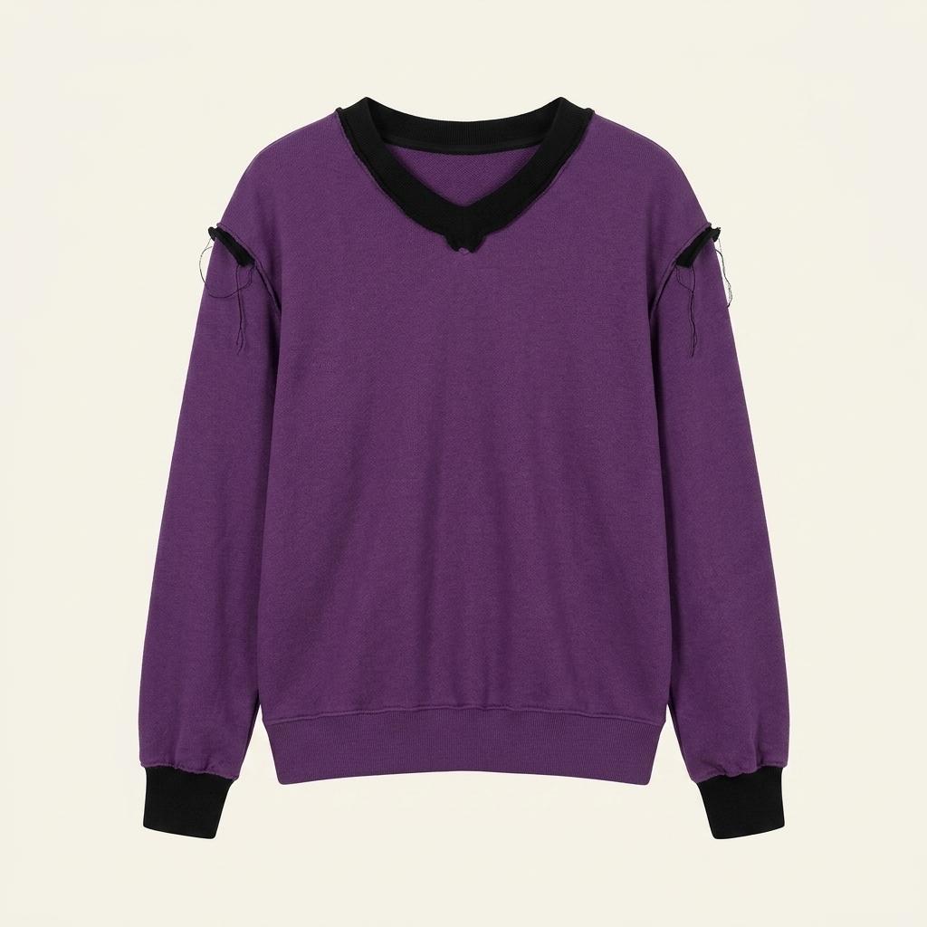 (중고) Comme des Garcons 꼼데가르송 옴므 플러스 퍼플 배색 울 니트 1