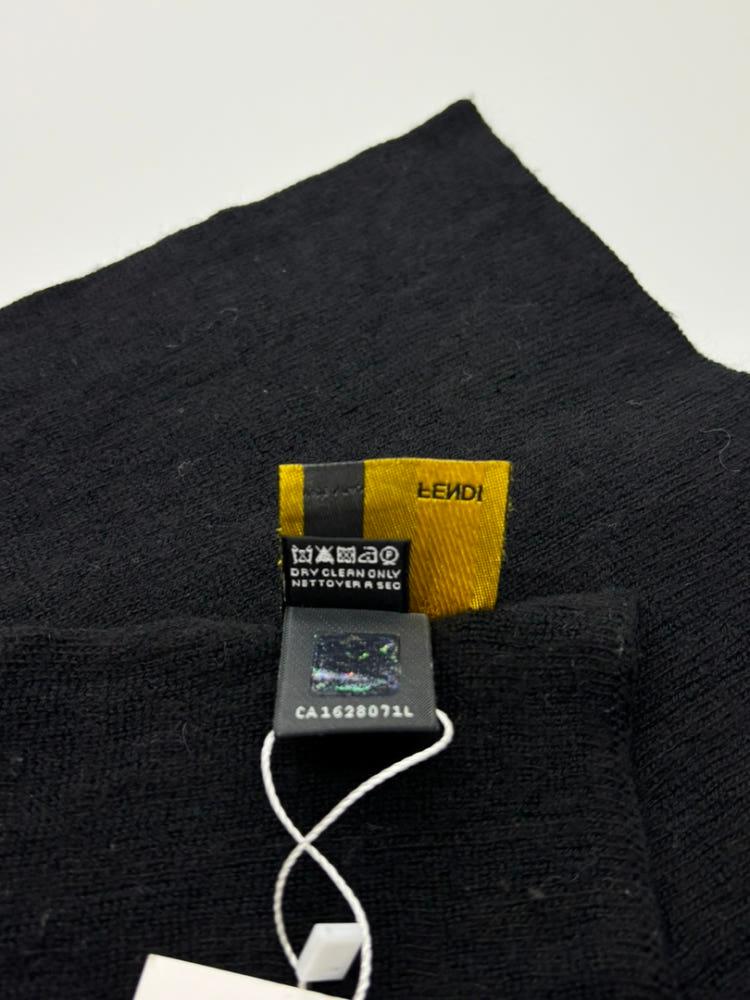 Fendi 펜디 블랙 로고패턴 캐시미어혼방 머플러 4